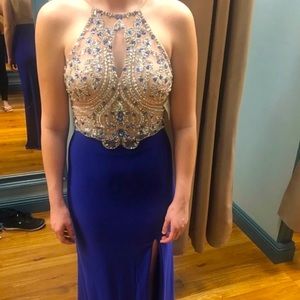 Blue and Sequence Prom Dress